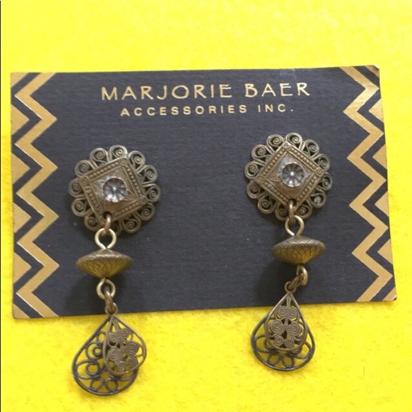 marjorie baer Jewelry - Marjorie Baer FILIGREE mixed metal earrings NEW old stock